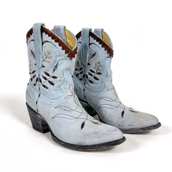 Old Gringo Amitola Floral Embroidered Western Boots Blue